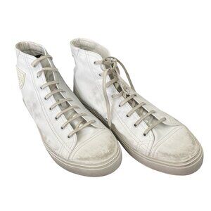 YSL Saint Laurent 561240 White Distressed Men's High Top Sneakers Shoes 46